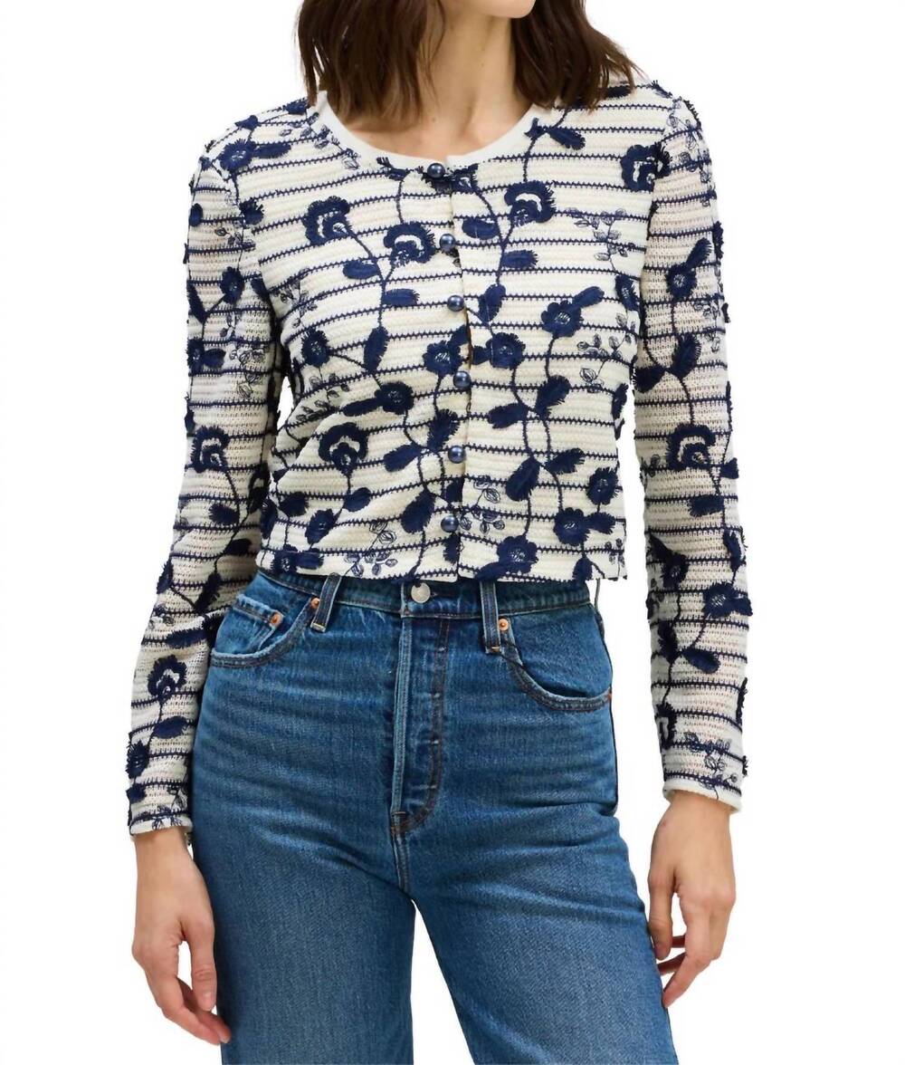 NEW ALLISON NEW YORK mariana cardigan in cream/navy